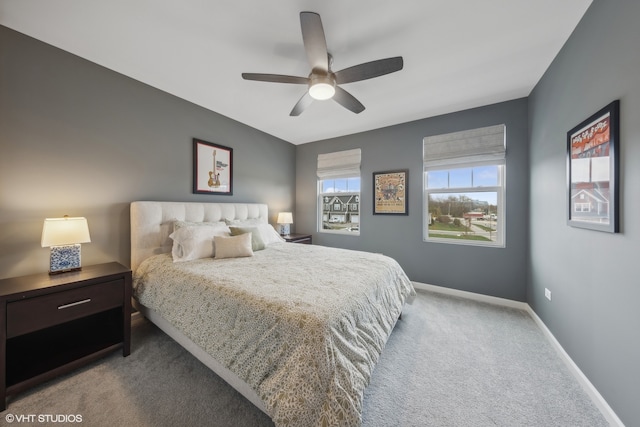 bedroom with carpet flooring and ceiling fan