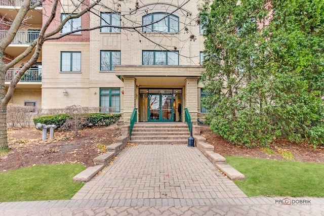 property entrance with french doors