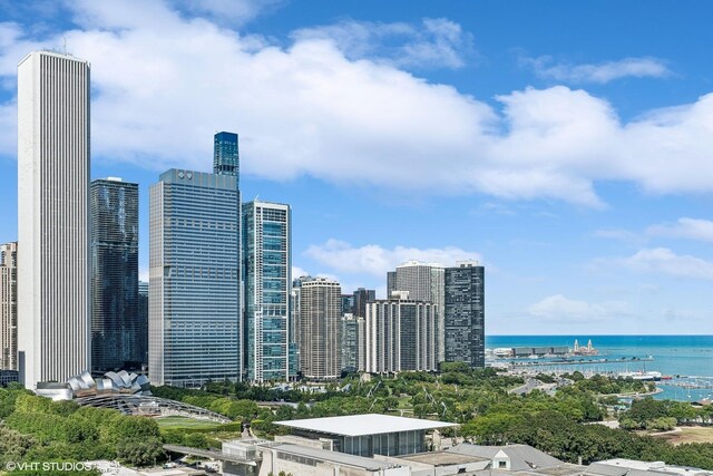 view of city featuring a water view