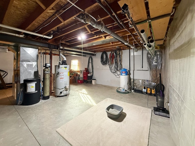 basement with water heater