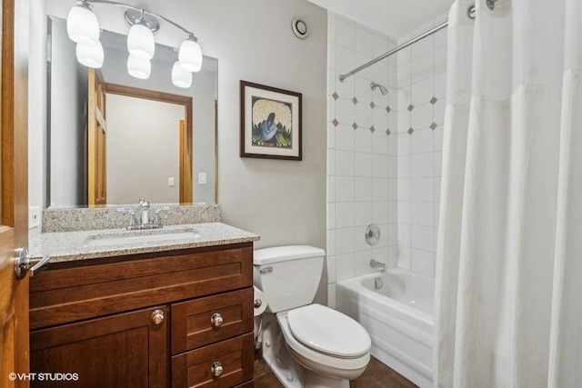 full bathroom featuring vanity, toilet, and shower / bath combo