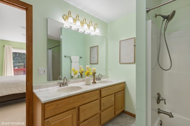 bathroom featuring vanity and tile patterned flooring