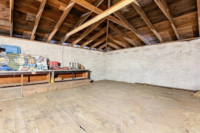 interior space featuring lofted ceiling