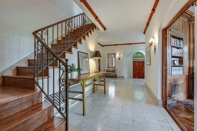 interior space featuring ornamental molding