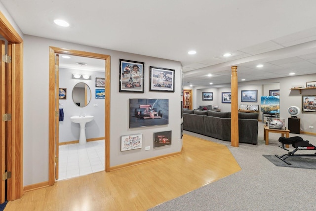 interior space with light hardwood / wood-style flooring