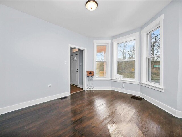 spare room featuring dark wood-type flooring