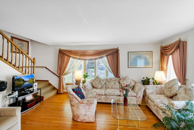 living room featuring light hardwood / wood-style flooring