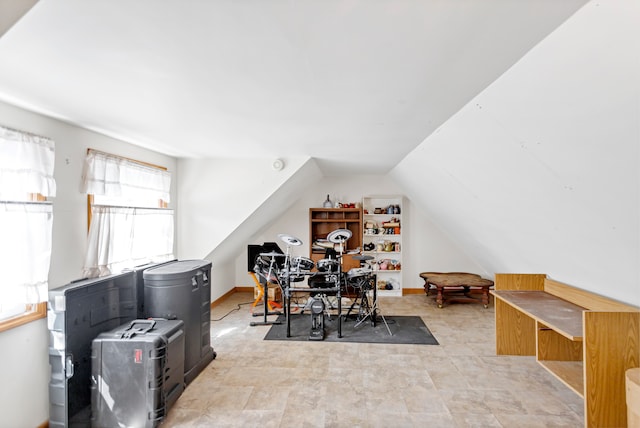 interior space featuring lofted ceiling