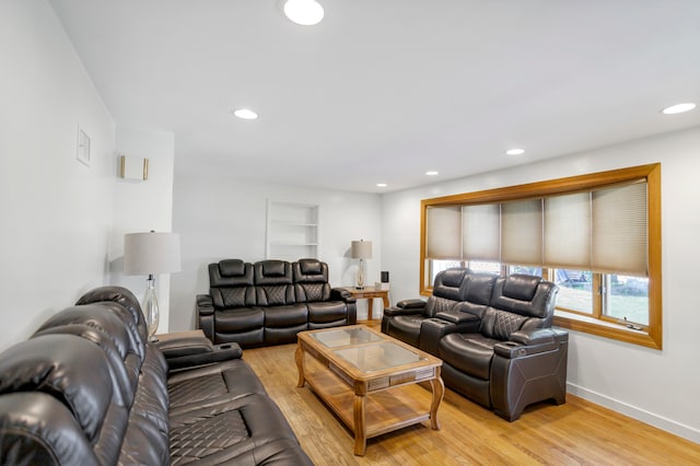 living room featuring light wood-type flooring