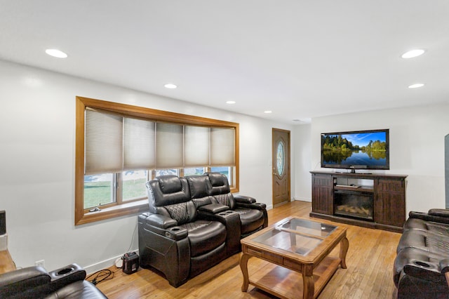 living room with light wood-type flooring