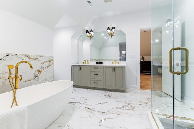 bathroom with vanity and a bathtub