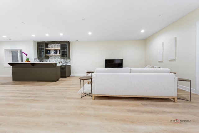 living room featuring light wood-type flooring