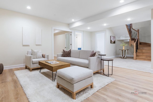 living room featuring light hardwood / wood-style flooring