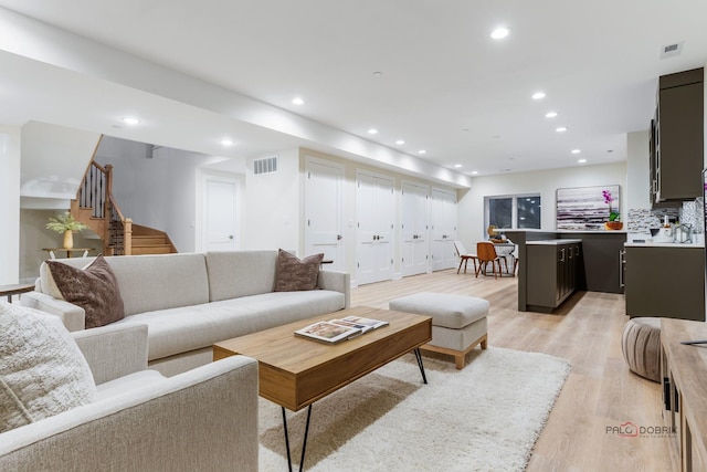 living room featuring light hardwood / wood-style flooring