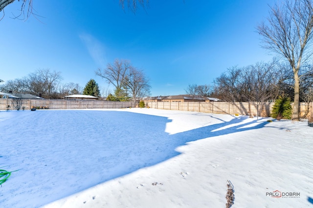 view of yard layered in snow