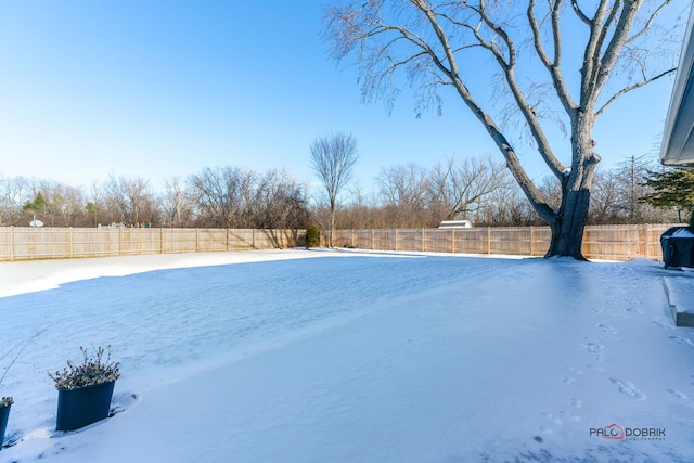 view of yard covered in snow