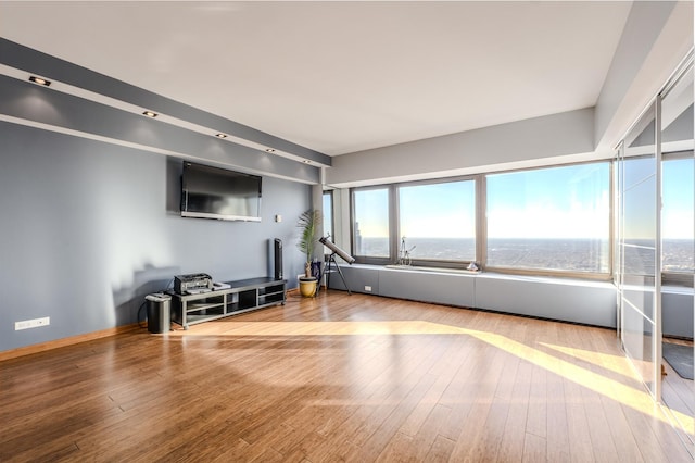 exercise room featuring hardwood / wood-style flooring