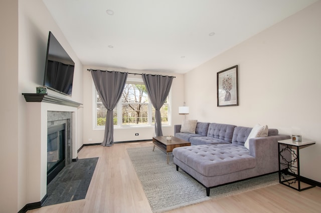 living room with light wood-type flooring