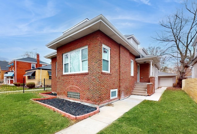 view of home's exterior featuring a garage and a yard