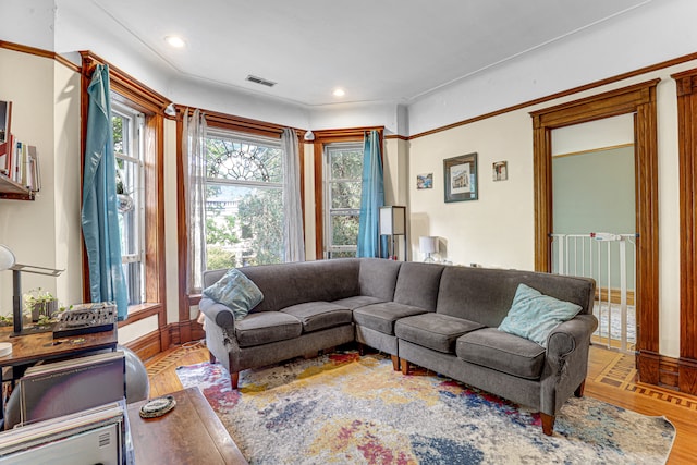 living room featuring wood-type flooring