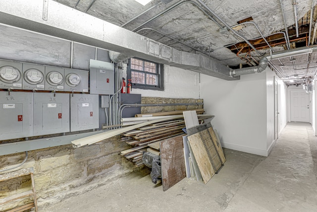 basement with electric panel