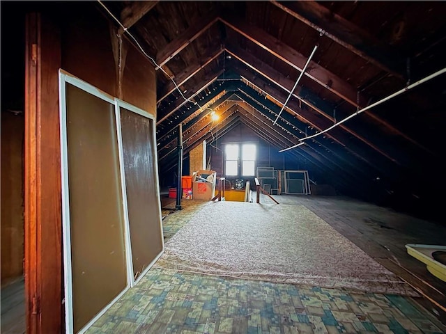 view of unfinished attic