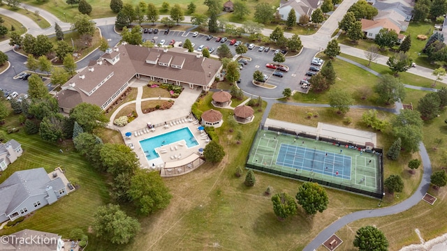 drone / aerial view featuring a residential view