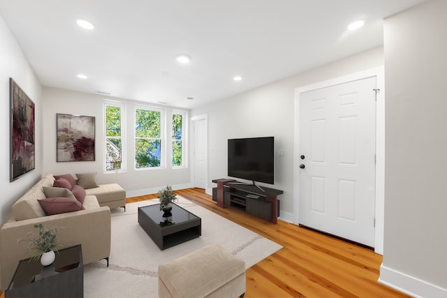 living room with hardwood / wood-style floors