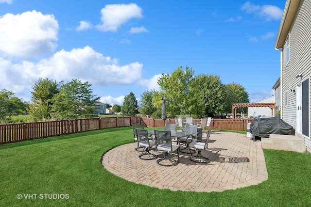 view of patio / terrace featuring a pergola