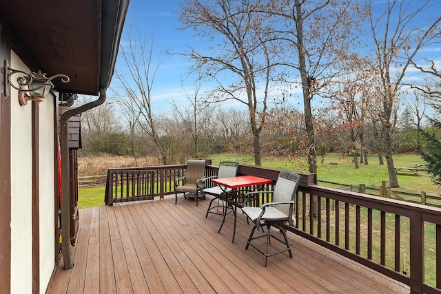 deck with a lawn