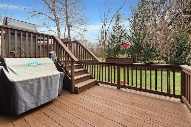 deck with a lawn