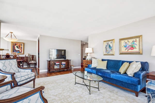 living room with hardwood / wood-style flooring