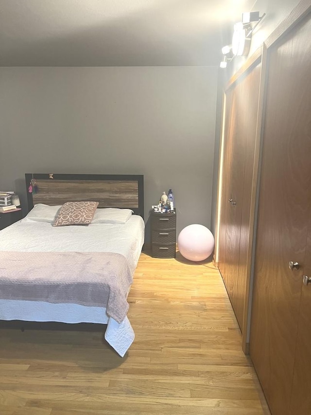 bedroom with light hardwood / wood-style floors