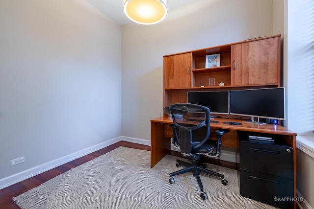 office area featuring light hardwood / wood-style flooring