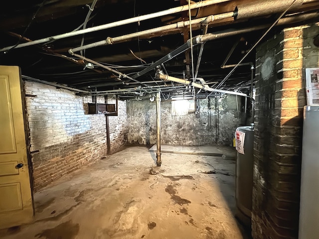 basement with water heater