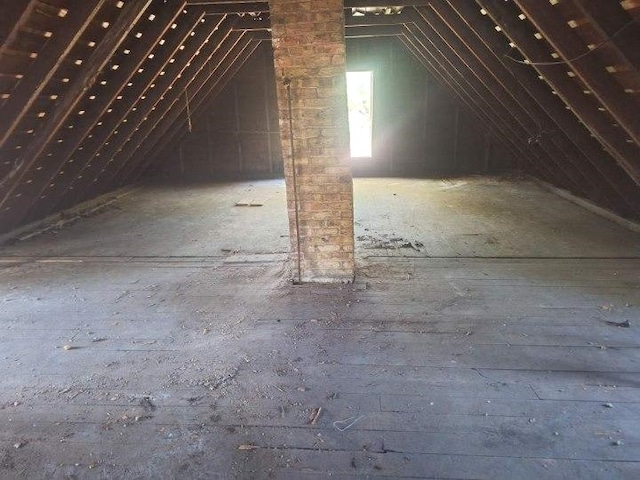 view of unfinished attic