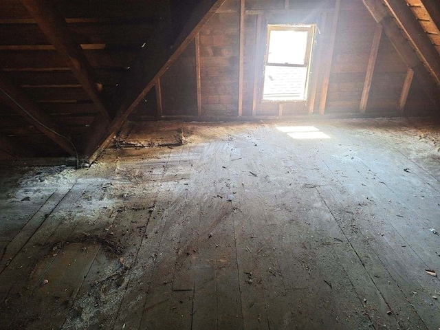 view of unfinished attic