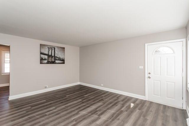 foyer entrance with dark hardwood / wood-style flooring