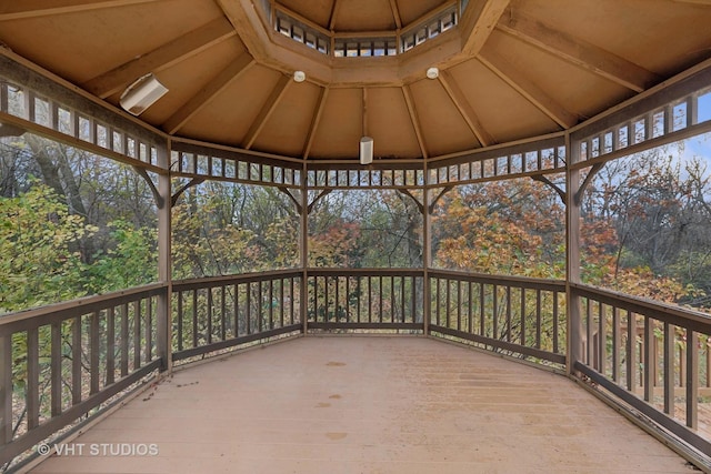 wooden terrace with a gazebo