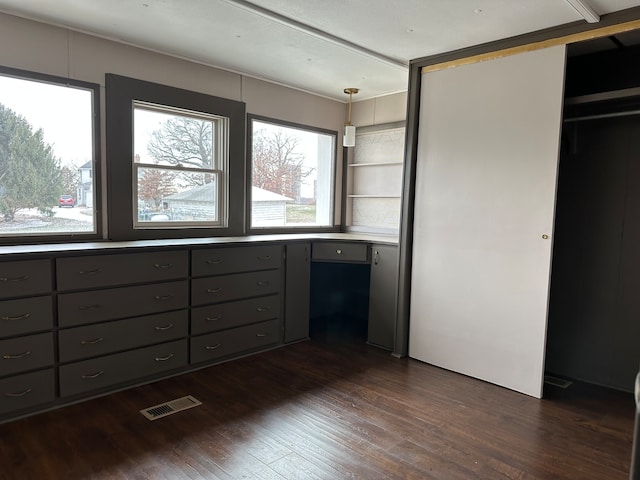 unfurnished bedroom featuring dark hardwood / wood-style flooring and a closet