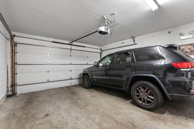 garage with a garage door opener