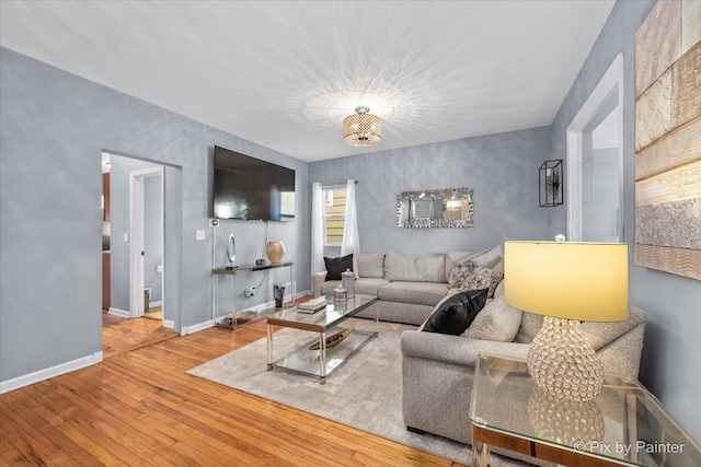 living room with hardwood / wood-style floors