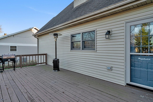 deck featuring grilling area