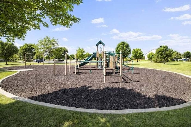 view of jungle gym featuring a yard