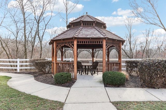 view of patio / terrace with a gazebo