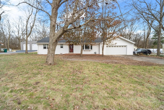 ranch-style home with a front lawn