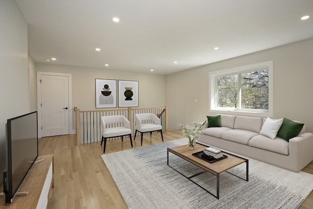 living room featuring light hardwood / wood-style flooring