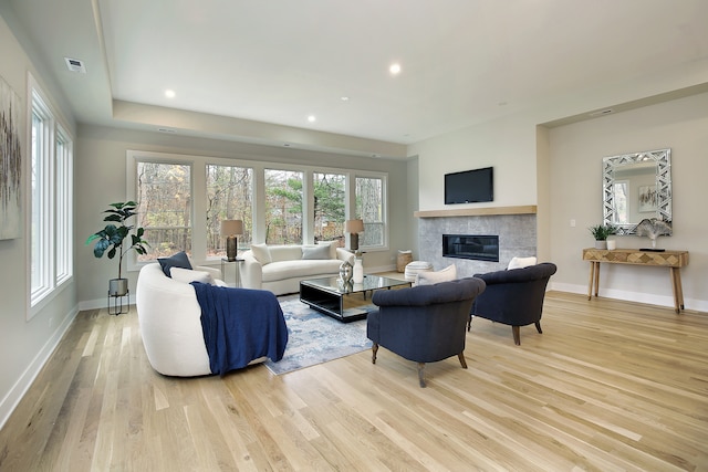 living room featuring light hardwood / wood-style flooring