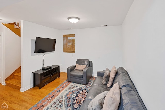 living room featuring light wood-type flooring