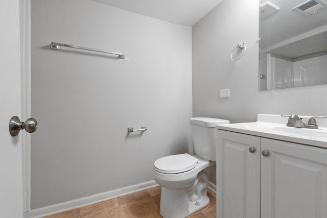 bathroom featuring tile patterned flooring, vanity, and toilet